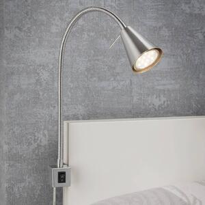 Briloner LED nástěnné světlo Tuso, nikl, montáž na postel, kov, Hliník / šedá / zinek, Ložnice, kov, Moderní