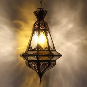 Marocká závěsná lampa Houta žluto-bíla