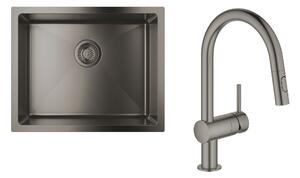 Sada ocelový dřez Grohe K700U 31574AL1, kuchyňská baterie Grohe Minta 32321AL2
