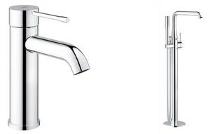 Sada vanová baterie Grohe Essence 23491001, podlahový montážní prvek Grohe 45984001, 23590001