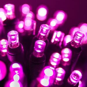 LED světelný řetěz vnitřní - 18m, růžová, 180 diod, bílý kabel