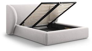 Čalouněná postel milany s úložným prostorem 140 x 200 cm světle šedá
