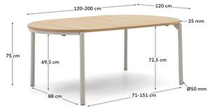 Rozkládací jídelní stůl tuiri Ø 120 (200) cm přírodní/bílý