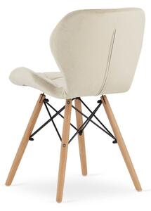 SUPPLIES LAGO Skandinávská sametová jídelní židle - krémová barva