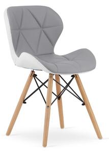 SUPPLIES LAGO Skandinávská kožená jídelní židle - šedo/bíla barva