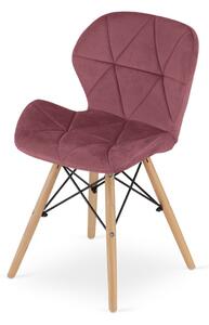 SUPPLIES LAGO Skandinávská sametová jídelní židle - temná růžová barva