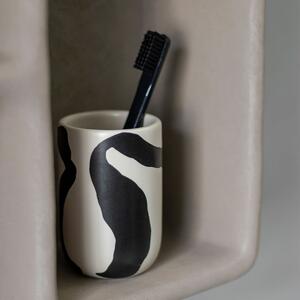 Černo-bílý keramický kelímek na zubní kartáčky Icon – Mette Ditmer Denmark