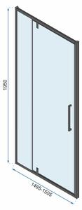 Rea Rapid Swing, 3-stěnový sprchový kout 90 (dveře) x 80 (stěna) x 195 cm, 6mm čiré sklo, černý profil, KPL-009952