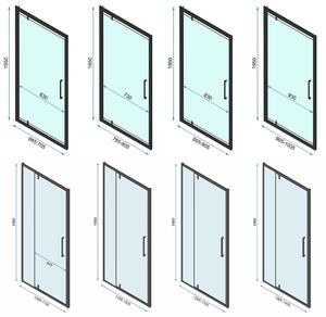 Rea Rapid Swing, 3-stěnový sprchový kout 70 (dveře) x 80 (stěna) x 195 cm, 6mm čiré sklo, černý profil, KPL-009946