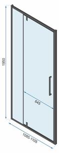 Rea Rapid Swing, 3-stěnový sprchový kout 90 (dveře) x 80 (stěna) x 195 cm, 6mm čiré sklo, černý profil, KPL-009952