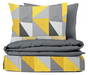 #Ervi bavlněné povlečení oboustranné - Žlutá abstrakce/šedé 140x200 cm