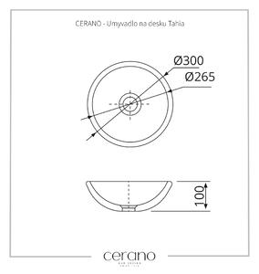 Cerano Tahia, umyvadlo na desku ⌀ 30 cm, bílá, CER-CER-403383