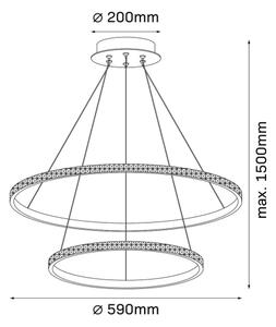LED Lustr na lanku DIANA LED/44W/230V 4000K pr. 59 cm zlatá