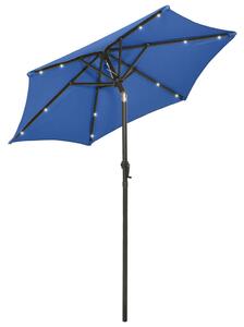 Zahradní slunečník s LED osvětlením azurový 200 x 211 cm hliník