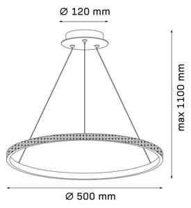 LED Lustr na lanku DIANA LED/25W/230V 4000K pr. 50 cm zlatá