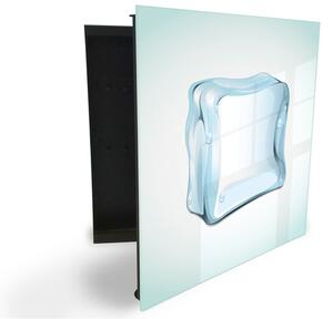 Glasdekor skříňka na klíče - modrá ledová kostka abstrakt - Levé / Černá