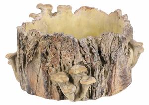 Obal betonový - pařez s houbami, 32 x 29 x 16 cm, 32 cm