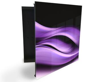Glasdekor skříňka na klíče - sytě fialová vlna abstrakt - Levé / Černá