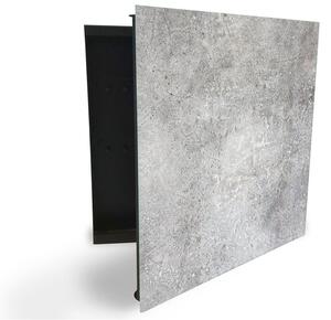 Glasdekor skříňka na klíče - textura světlý beton - Levé / Černá