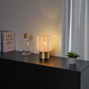 Japandi stolní lampa zlatá s béžovým stínidlem - Pluni