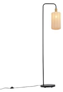Japandi stojací lampa černá se zlatým a béžovým stínidlem - Pluni