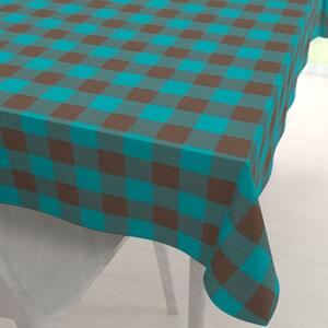 Biante Bavlněný obdélníkový ubrus Olivia OL-018 Tyrkysovo-hnědá kostka velká 50x100 cm