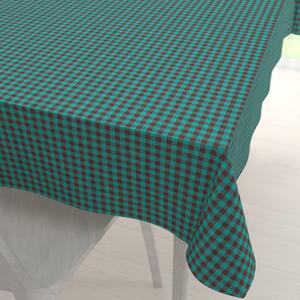 Biante Bavlněný obdélníkový ubrus Olivia OL-007 Tyrkysovo-hnědá kostka malá 50x100 cm