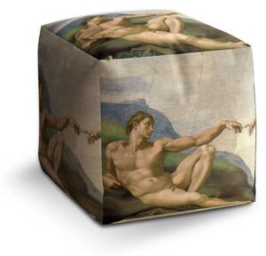 Sablio Taburet Cube Stvoření Adama - Michelangelo Buonarroti - 40x40x40 cm
