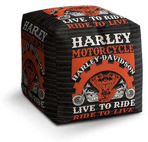 Sablio Taburet Cube Harley-Davidson Live to ride, ride to live - 40x40x40 cm