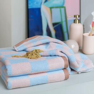 Modro-růžové ručníky z bio bavlny v sadě 2 ks 40x55 cm Retro – Mette Ditmer Denmark