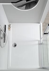 Polysan, RENA R sprchová vanička z litého mramoru, čtvrtkruh 90x80x4cm, R550, pravá, bílá, 72891