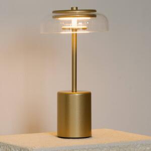 Nuura Aps LED stolní lampa na baterie Blossi, výška 26 cm, zlatá/čirá, stmívatelný, Mosaz / zlato, kov, Skandinávský