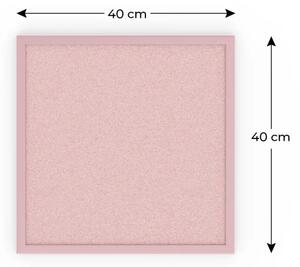 Allboards, korková tabule růžová barva korku 40x40 cm dřevěný rám lakovaný RŮŽOVÝ, TKPINK44P