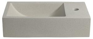 Sapho, CREST R betonové umyvadlo včetně výpusti, 40x22 cm, bílý pískovec, AR413