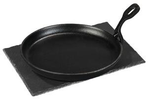 Grillmeister Litinová servírovací pánev s břidlicovou deskou / Lis na hamburgery (grilovací plotýnka) (100401064002)