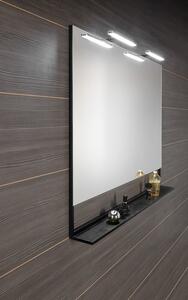ERUPTA zrcadlo s LED osvětlením a policí 120x80cm, černá mat