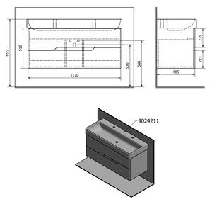 Sapho, MEDIENA umyvadlová skříňka 117x50,5x48,5cm, bílá matná/bílá matná, MD120