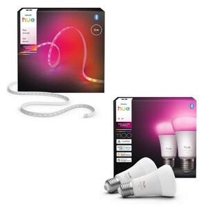 Philips -LED RGBW Stm. pásek Hue FLUX 3m LED/12W/230V+2x chytrá žárovka E27/8,1W