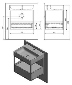 Sapho, SKARA umyvadlová skříňka 59x49,5x46,5cm, černá mat/dub Collingwood (CG002), CG002-1919