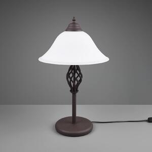 Stolní lampa Rustica s lankovým vypínačem, rezavá