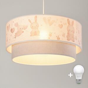 Brilagi- LED Dětský lustr na lanku BOBO 1xE27/60W/230V pr.40 cm krém./šedá/král