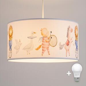 Brilagi - LED Dětský lustr na lanku BOBO 1xE27/60W/230V pr. 35 cm bílá/zvířátka