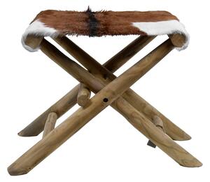 Hnědá stolička z teakového dřeva Goatskin – Ego Dekor