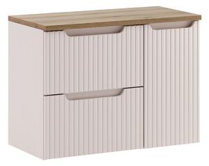 Comad Závěsná skříňka pod umyvadlo Nova Cashmere I s deskou 80 cm kašmírová/dub evoke