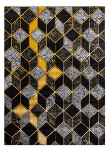 Dywany Łuszczów Kusový koberec Gloss 400B 86 3D geometric black/gold ROZMĚR: 80x150
