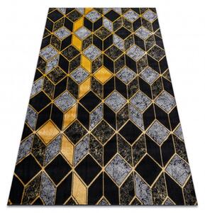 Dywany Łuszczów Kusový koberec Gloss 400B 86 3D geometric black/gold - 80x150 cm