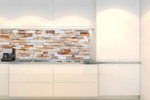 DIMEX | Fototapeta do kuchyně Přírodní kamenná zeď KI-180-303 | 180 x 60 cm | krémová, béžová, hnědá