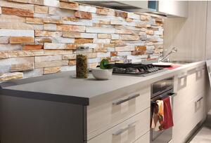 DIMEX | Fototapeta do kuchyně Přírodní kamenná zeď KI-180-303 | 180 x 60 cm | krémová, béžová, hnědá