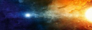 DIMEX | Fototapeta do kuchyně Záhadný vesmír KI-180-228 | 180 x 60 cm | modrá, oranžová