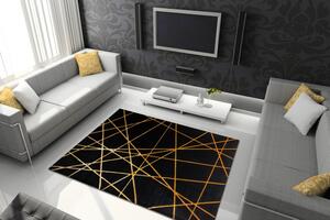 Dywany Łuszczów Kusový koberec Gloss 406C 86 geometric black/gold - 160x220 cm